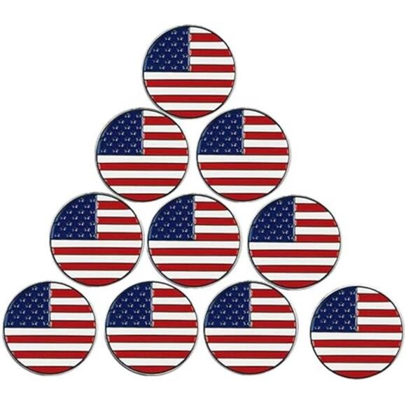 Lot of 10 Golf Ball Markers Assorted Patterns - Soft Enamel Technique - Picture 3 of 3